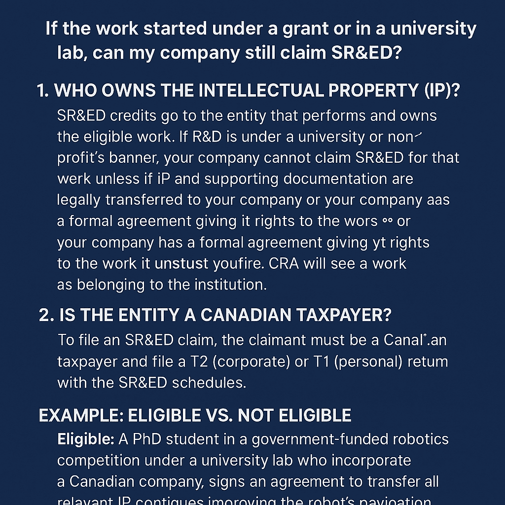 Can You Claim SR&ED for Grant-Funded or Spin-Off Projects?